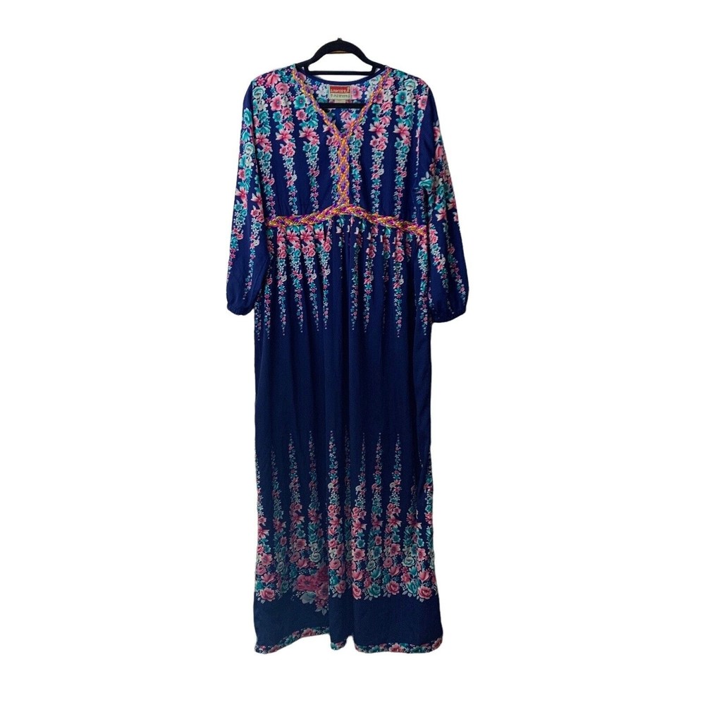 Vintage Women Kaftan Size Medium  Blue Sameera Fashion Dress Loose Long …